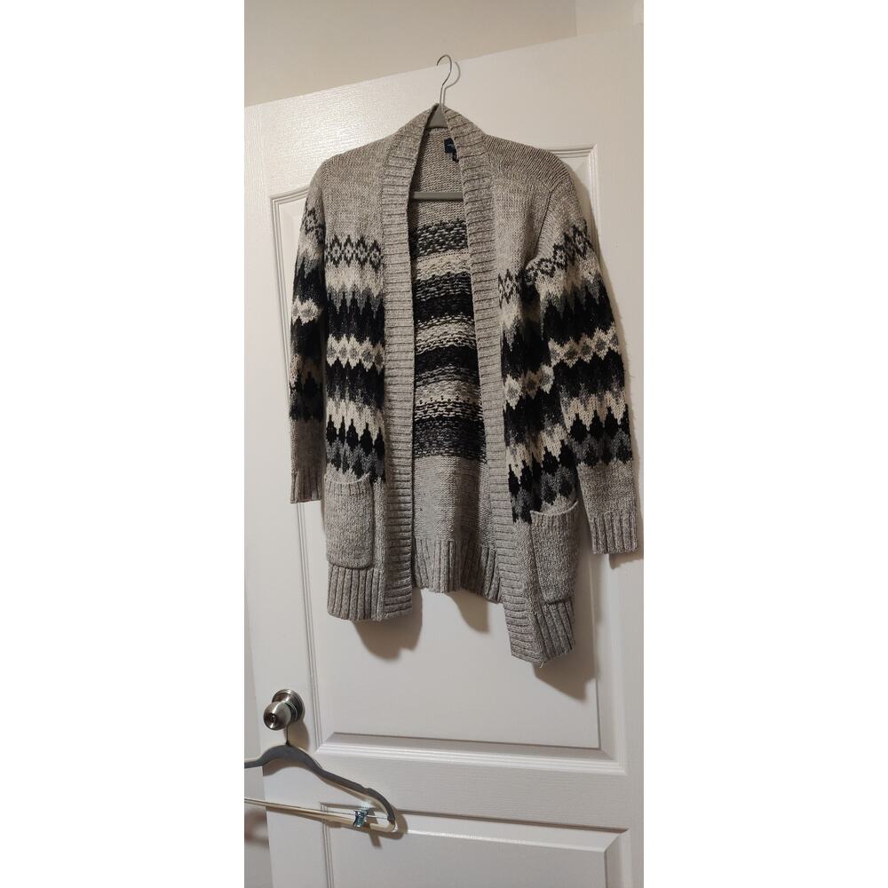 American Eagle Outfitters Southwest Pattern Grey Long Cardigan Size S Fair Isles - Picture 2 of 7